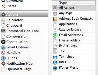 Actions grouped by object type